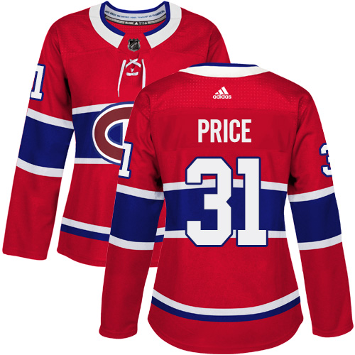 Adidas Montreal Canadiens #31 Carey Price Red Home Authentic Women Stitched NHL Jersey